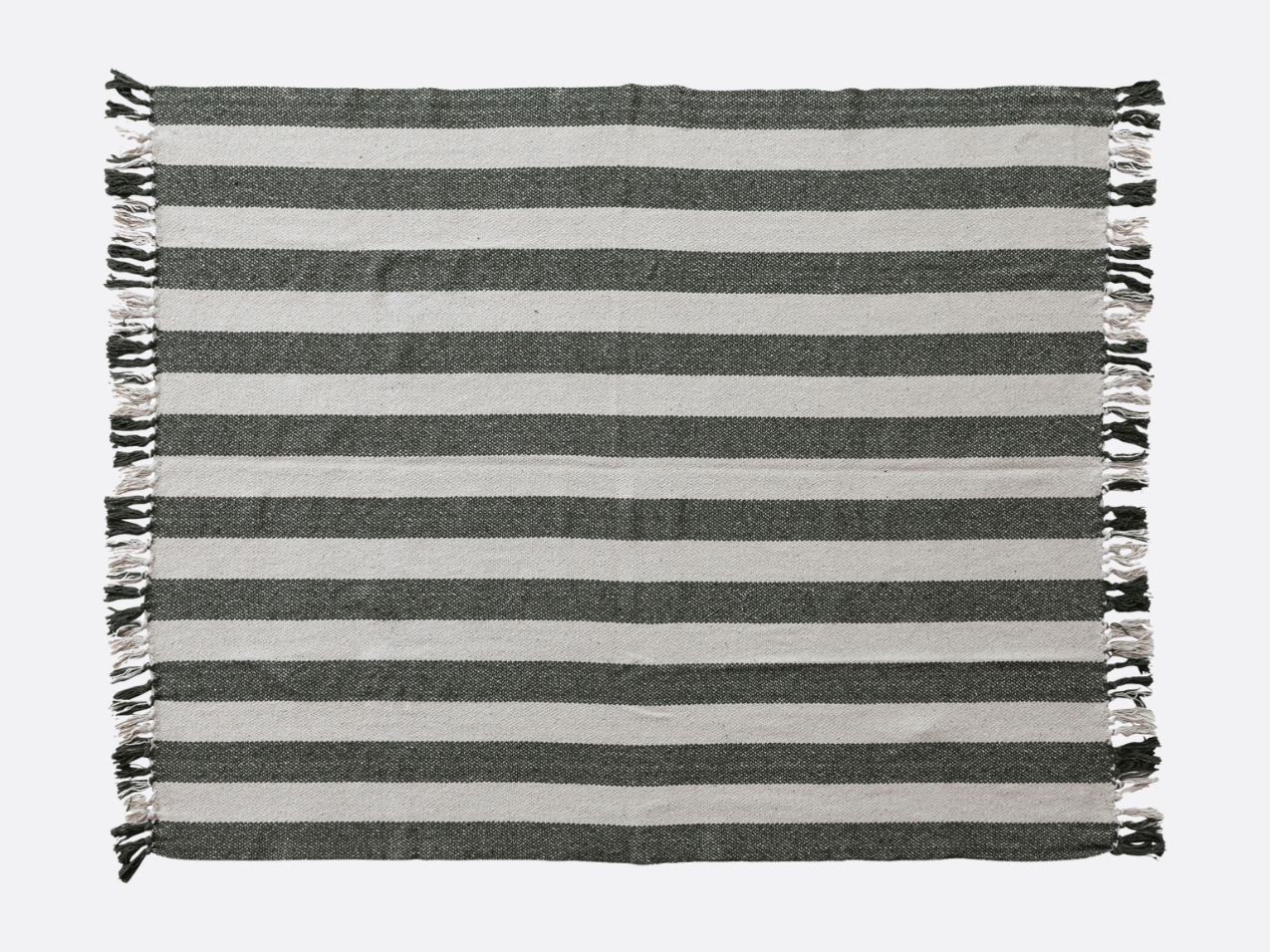 Woven Recycled Throw - Natural & Green