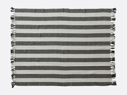 Woven Recycled Throw - Natural & Green