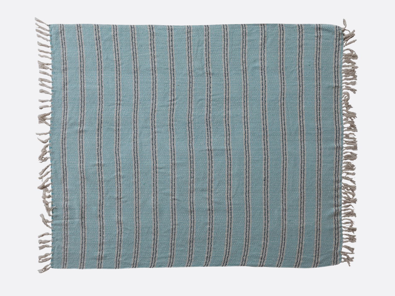 Woven Recycled Throw - Blue Stripes