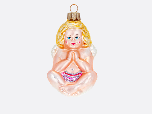 Cherub Angel in Prayer Glass Ornament