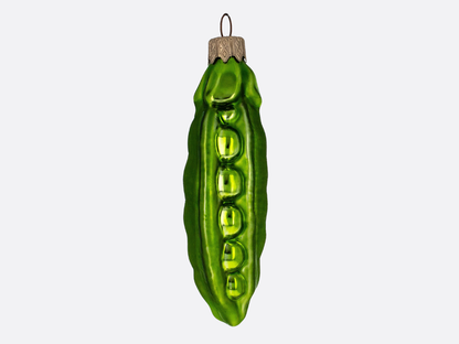Green Pea Pod Glass Ornament